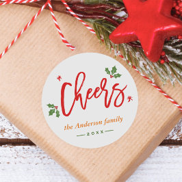 応援の新年のモダンでシンプルな書道の原稿 ラウンドシール