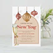 応援の新年の休日の新年のパーティー 招待状 (スタンド正面)