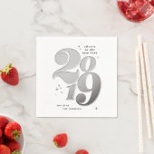 応援の新年の銀2019休日 スタンダードカクテルナプキン (インサイチュ)