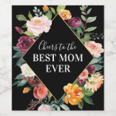 応援の最高のMom Everフローラ ワインラベル (シングルラベル)
