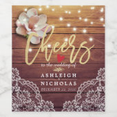 応援の木結婚のフローラ文字列ライト ワインラベル (シングルラベル)