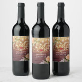 応援の木結婚のフローラ文字列ライト ワインラベル (ボトル)