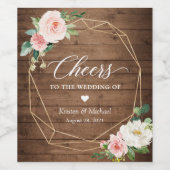 応援の木結婚の赤面素朴フローラ ワインラベル (シングルラベル)