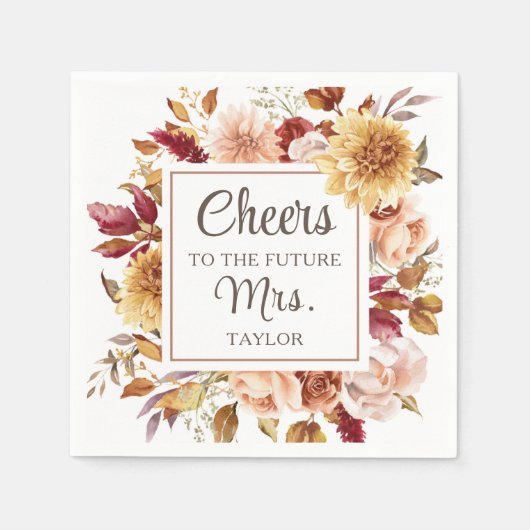 応援の未来へのミセス秋フローラブライダルシャワー スタンダードカクテルナプキン (正面)