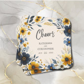 応援の水彩ワイルドフラワーエレガントベージュ結婚ズ スクエアペーパーコースター