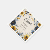 応援の水彩ワイルドフラワーエレガントベージュ結婚ズ スタンダードカクテルナプキン (角)