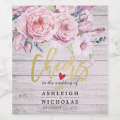 応援の水結婚色ボホフローラ木材 ワインラベル (シングルラベル)