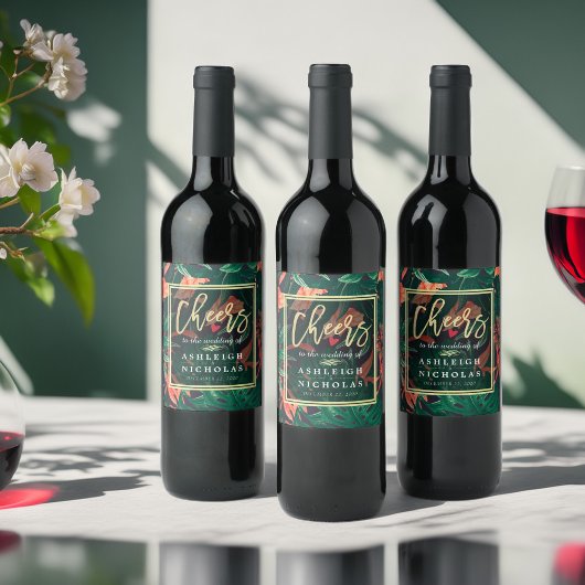 応援の熱帯結婚フローラ金ゴールドフレーム ワインラベル