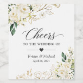 応援の白結婚いバラエレガントのフローラ ワインラベル (シングルラベル)