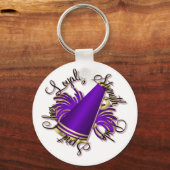 応援の紫と金ゴールドの質 キーホルダー (正面)