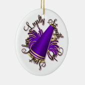応援の紫色および金ゴールドのカスタマイズ可能なオーナメント セラミックオーナメント (右)