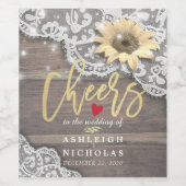 応援の結婚ひまわり素朴の木の光 ワインラベル (シングルラベル)