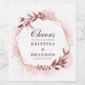 応援の結婚バラ金ゴールド幾何学的フローラ ワインラベル (シングルラベル)