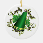 応援の緑および黄色の倍増味方されたオーナメント セラミックオーナメント (裏面)
