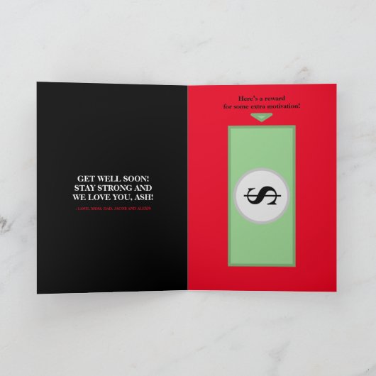 応援の言葉とともに早く回復してね 赤 マルチ カード (内部)