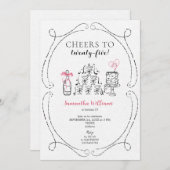 応援の誕生日ガールバーブリーシャンパンタワー 招待状 (正面/裏面)