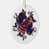 応援の青およびオレンジカスタマイズ可能なオーナメント セラミックオーナメント (右)