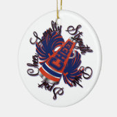 応援の青およびオレンジカスタマイズ可能なオーナメント セラミックオーナメント (左)