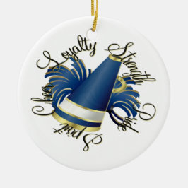 応援の青および金ゴールドの質の写真のオーナメント セラミックオーナメント