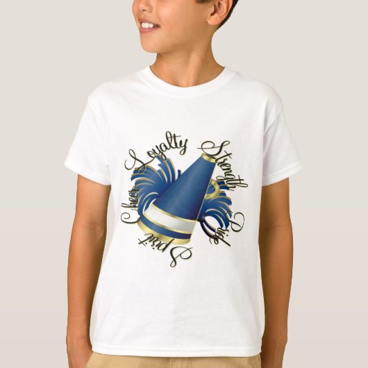 応援の青と金ゴールドの質 Tシャツ (正面)