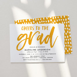 応援の黄色のブラシスクリプト卒業 招待状