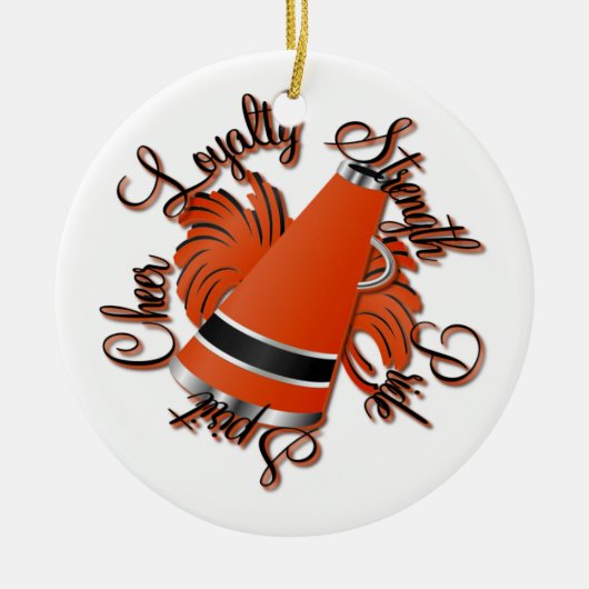 応援の黒いおよびオレンジ質の写真のオーナメント セラミックオーナメント (正面)