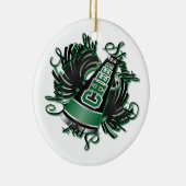 応援の黒いおよび緑の質の写真のオーナメント セラミックオーナメント (右)