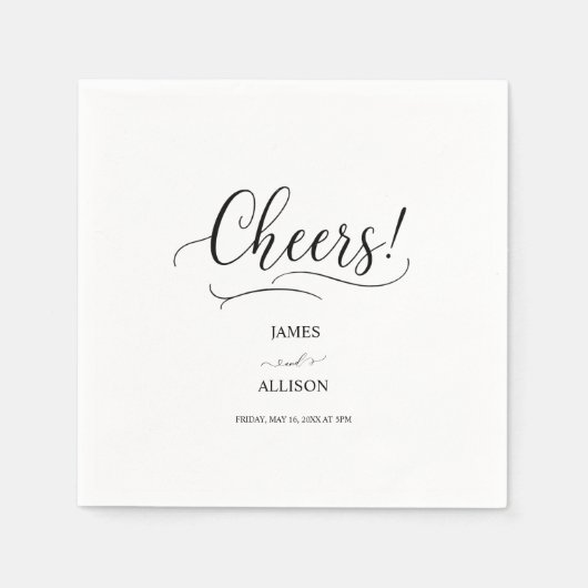 応援はエレガントミニマルシンプルス結婚の スタンダードカクテルナプキン (正面)