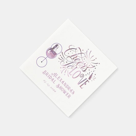 応援はワインの試飲を愛するエレガントブライダルシャワー スタンダードカクテルナプキン (角)