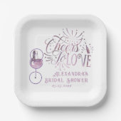 応援はワインの試飲を愛するエレガントブライダルシャワー ペーパープレート (正面)