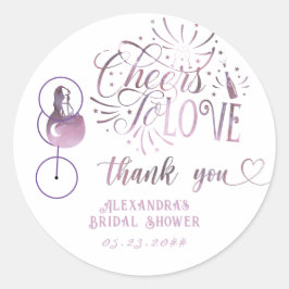 応援はワインの試飲を愛するエレガントブライダルシャワー ラウンドシール