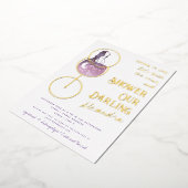 応援はワインの試飲を愛するエレガントブライダルシャワー 箔招待状 (回転した状態)