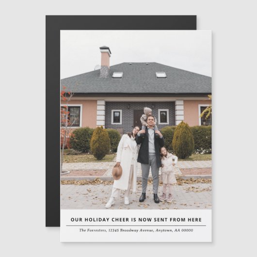 応援は今ここから休暇引越し発表 マグネット招待状 (正面/裏面)