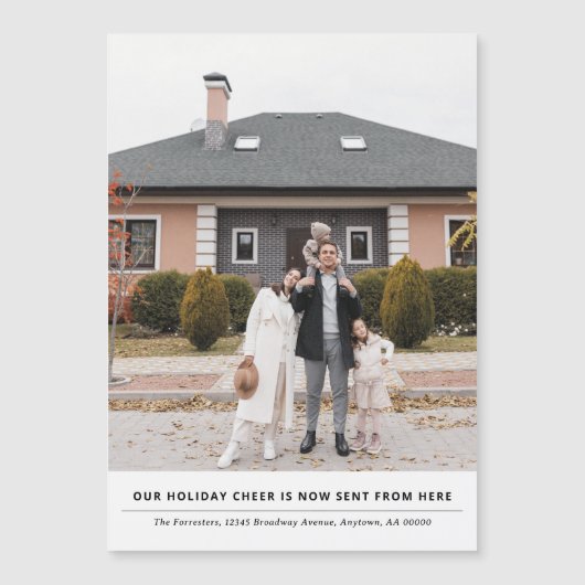 応援は今ここから休暇引越し発表 マグネット招待状 (正面)