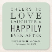 応援は笑いを楽々と好結婚む スクエアペーパーコースター (正面)