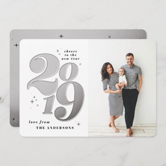 応援は2019年新年の写真の休日 シーズンカード (正面/裏面)