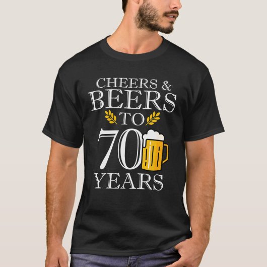応援は70歳の誕生日の飲酒にビール Tシャツ (正面)