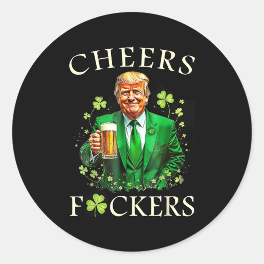 応援はSt patricks dayビおもしろいール飲料 ラウンドシール (正面)