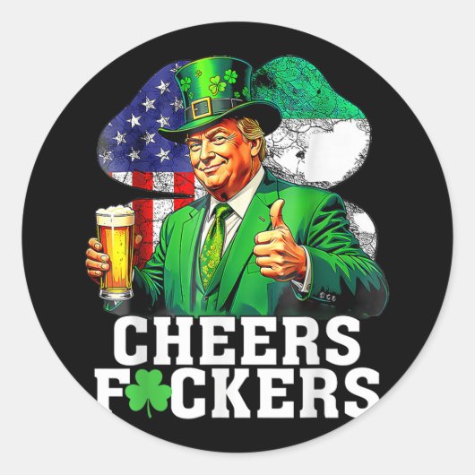 応援はSt patricks dayビおもしろいール飲料 ラウンドシール (正面)