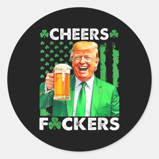 応援はSt patricks dayビおもしろいール飲料 ラウンドシール (正面)