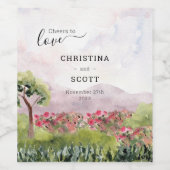 応援へのラブカントリーメドウウォーター結婚カラー ワインラベル (シングルラベル)