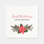 応援への休日の赤ポインセチアpinecones スタンダードカクテルナプキン (正面)