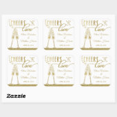 応援への愛ステッカー、フェイク金ゴールド スクエアシール (シート)