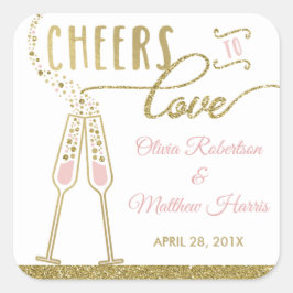 応援への愛ステッカー、フェイク金ゴールド スクエアシール