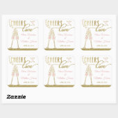 応援への愛ステッカー、フェイク金ゴールド スクエアシール (シート)