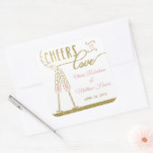 応援への愛ステッカー、フェイク金ゴールド スクエアシール (封筒)