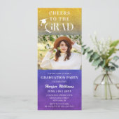 応援へグラッドトレンディーモダンフォトパープル金ゴールド 招待状 (スタンド正面)