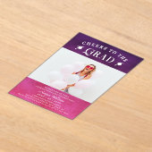 応援へグラードトレンディー写真モダンピンクパープル アクリル招待状 (レイダウン)