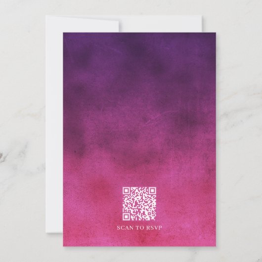 応援へグラードトレンディー写真モダンピンクパープル 招待状 (裏面)