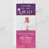 応援へグラードトレンディー写真モダンピンクパープル 招待状 (正面)